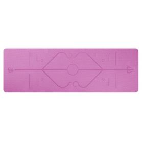 Non Slip TPE Yoga Mat Position Line Beginner (Color: Pink)