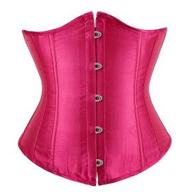 SEXY Gothic Underbust Corset and Waist cincher Bustiers Top Workout Shape Body Belt Plus size Lingerie S-6XL (Color: Rose, size: M)