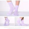 1pair Rainbow Color Non-slip Towel Bottom Yoga Socks, Cozy 5 Toes Split Knitted Calf Crew Socks, Women's Yoga Socks
