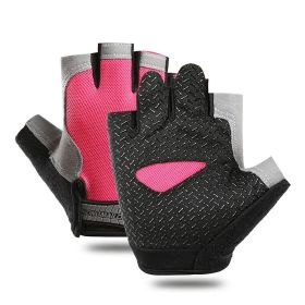 Breathable Fitness Gloves Gym Weightlifting Thin Non-slip Half Finger Cycling Gloves Equipment Yoga Bodybuilding Training Sports Pink Color (size: M)