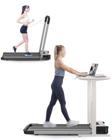 FYC Under Desk Treadmill 2.5HP Slim Walking Treadmill 265LBS - Electric Treadmill with APP Bluetooth Remote Control LED Display (Color: Grey)